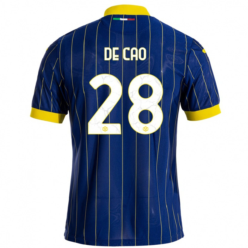 Danxen Hombre Camiseta Elena De Cao #28 Azul Amarillo 1ª Equipación 2024/25 La Camisa