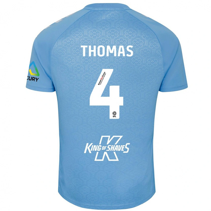 Danxen Hombre Camiseta Bobby Thomas #4 Azul Blanco 1ª Equipación 2024/25 La Camisa