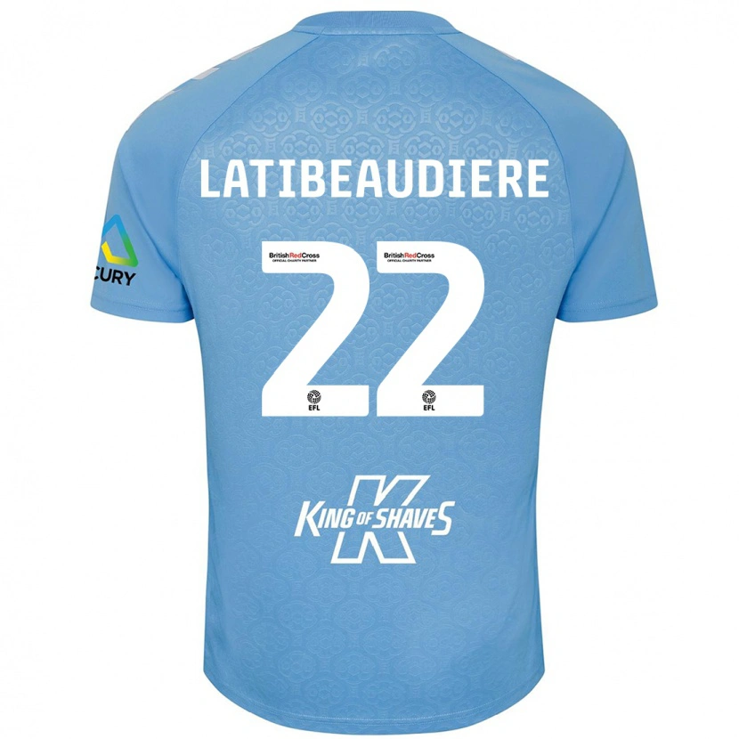 Danxen Hombre Camiseta Joel Latibeaudiere #22 Azul Blanco 1ª Equipación 2024/25 La Camisa