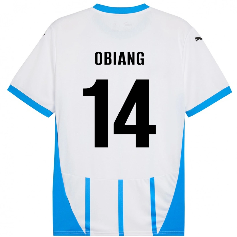 Danxen Hombre Camiseta Pedro Obiang #14 Blanco Azul 2ª Equipación 2024/25 La Camisa