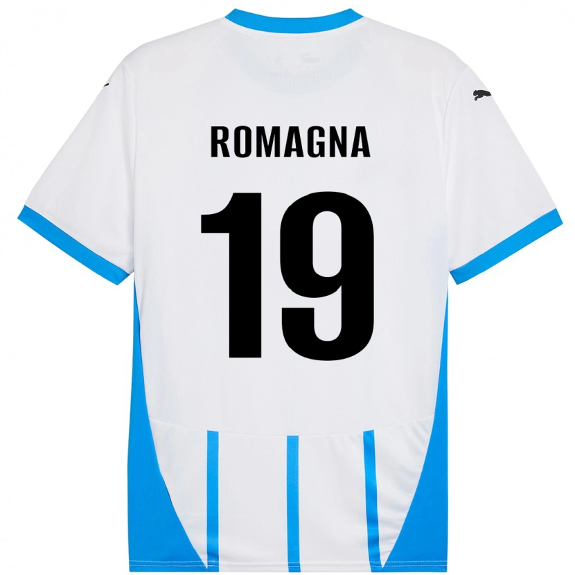 Danxen Hombre Camiseta Filippo Romagna #19 Blanco Azul 2ª Equipación 2024/25 La Camisa