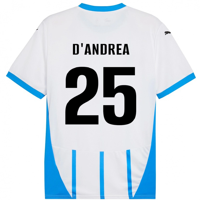 Danxen Hombre Camiseta Luca D'andrea #25 Blanco Azul 2ª Equipación 2024/25 La Camisa
