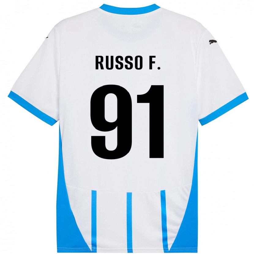 Danxen Hombre Camiseta Flavio Russo #91 Blanco Azul 2ª Equipación 2024/25 La Camisa