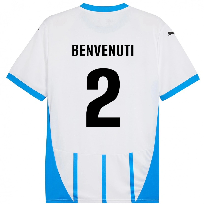 Danxen Hombre Camiseta Giacomo Benvenuti #2 Blanco Azul 2ª Equipación 2024/25 La Camisa