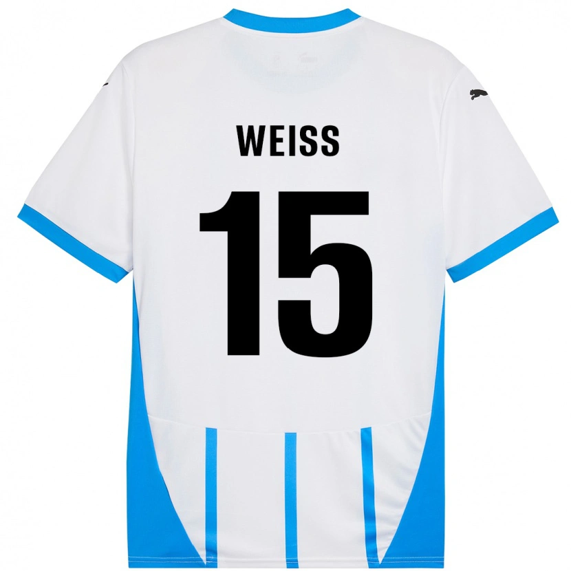 Danxen Hombre Camiseta David Weiss #15 Blanco Azul 2ª Equipación 2024/25 La Camisa