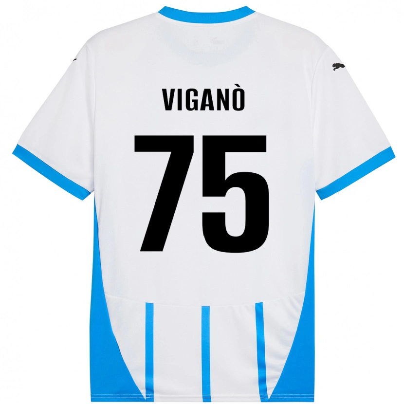 Danxen Hombre Camiseta Lorenzo Viganò #75 Blanco Azul 2ª Equipación 2024/25 La Camisa