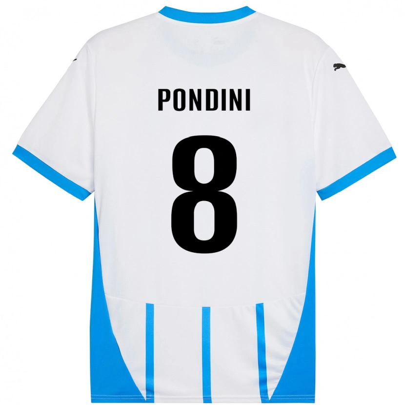 Danxen Hombre Camiseta Giada Pondini #8 Blanco Azul 2ª Equipación 2024/25 La Camisa