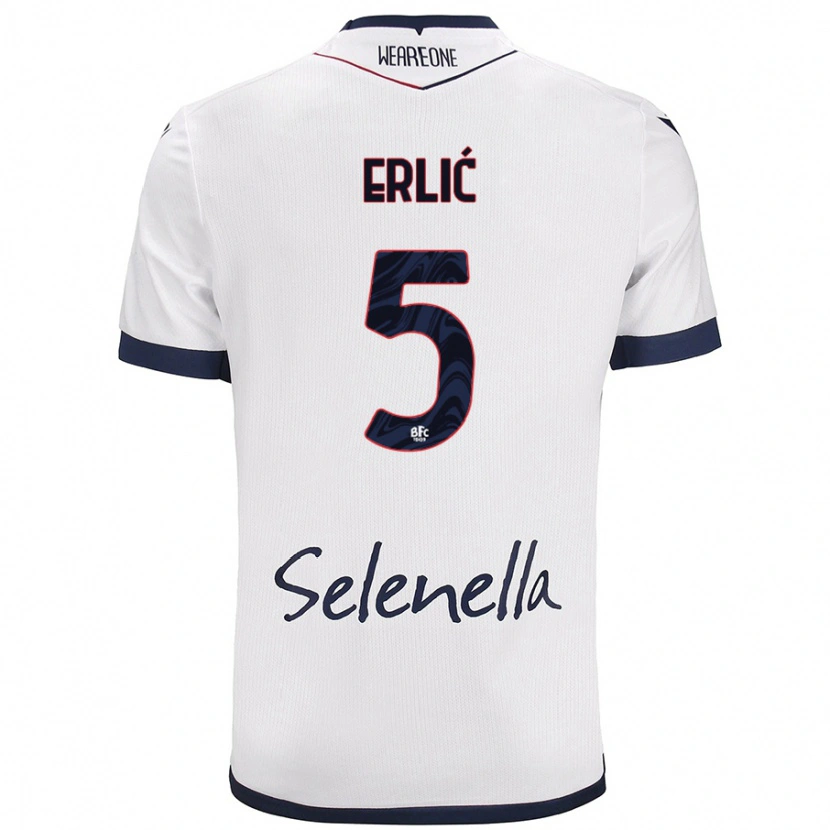 Danxen Hombre Camiseta Martin Erlić #5 Blanco Azul Real 2ª Equipación 2024/25 La Camisa