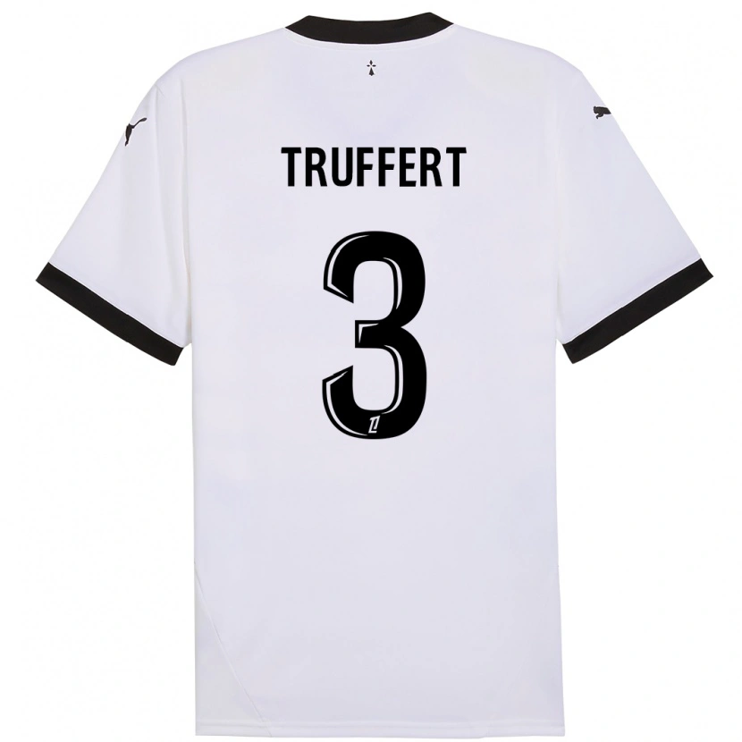 Danxen Hombre Camiseta Adrien Truffert #3 Blanco Negro 2ª Equipación 2024/25 La Camisa