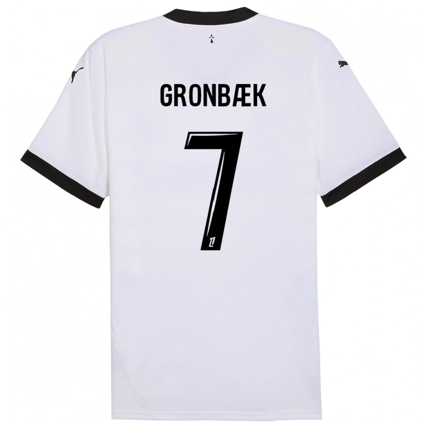 Danxen Hombre Camiseta Albert Grønbaek #7 Blanco Negro 2ª Equipación 2024/25 La Camisa