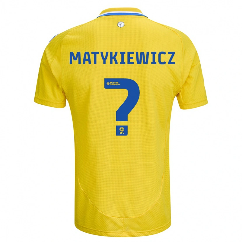 Danxen Hombre Camiseta Luke Matykiewicz #0 Amarillo Azul 2ª Equipación 2024/25 La Camisa