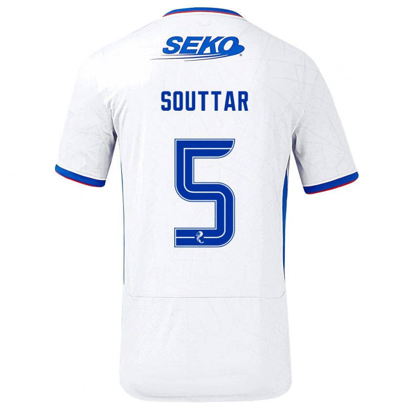 Danxen Hombre Camiseta John Souttar #5 Blanco Azul 2ª Equipación 2024/25 La Camisa
