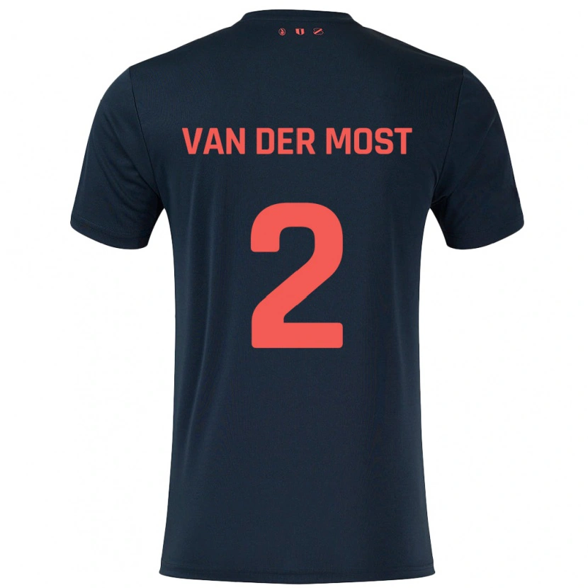 Danxen Hombre Camiseta Liza Van Der Most #2 Negro Rojo 2ª Equipación 2024/25 La Camisa