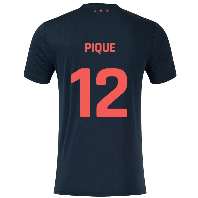 Danxen Hombre Camiseta Naomi Piqué #12 Negro Rojo 2ª Equipación 2024/25 La Camisa