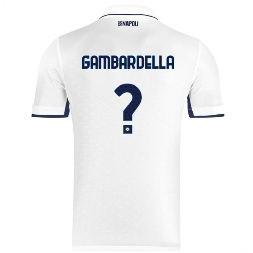 Danxen Hombre Camiseta Vittorio Gambardella #0 Blanco Azul Real 2ª Equipación 2024/25 La Camisa