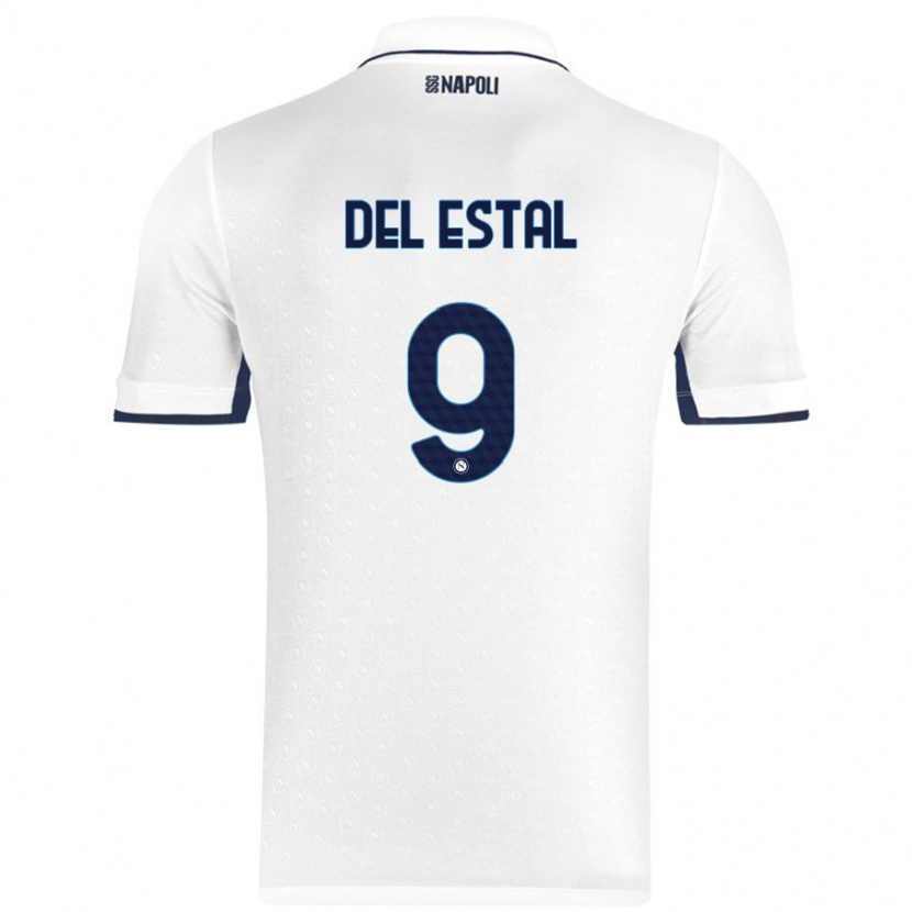 Danxen Hombre Camiseta Eli Del Estal #9 Blanco Azul Real 2ª Equipación 2024/25 La Camisa