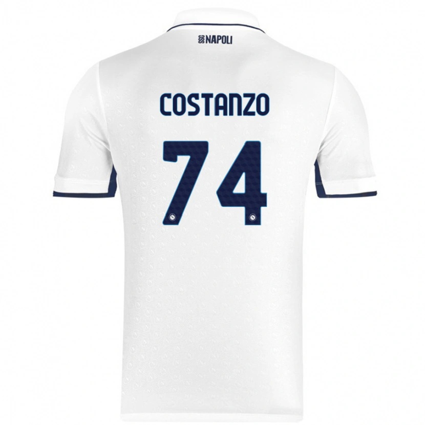 Danxen Hombre Camiseta Davide Costanzo #74 Blanco Azul Real 2ª Equipación 2024/25 La Camisa