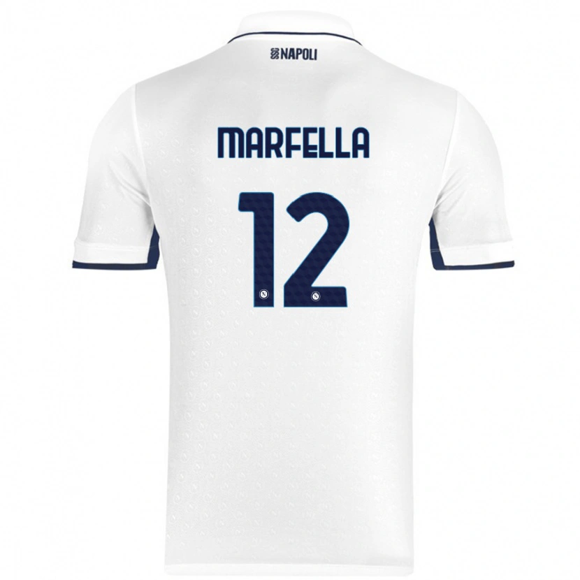 Danxen Hombre Camiseta Davide Marfella #12 Blanco Azul Real 2ª Equipación 2024/25 La Camisa