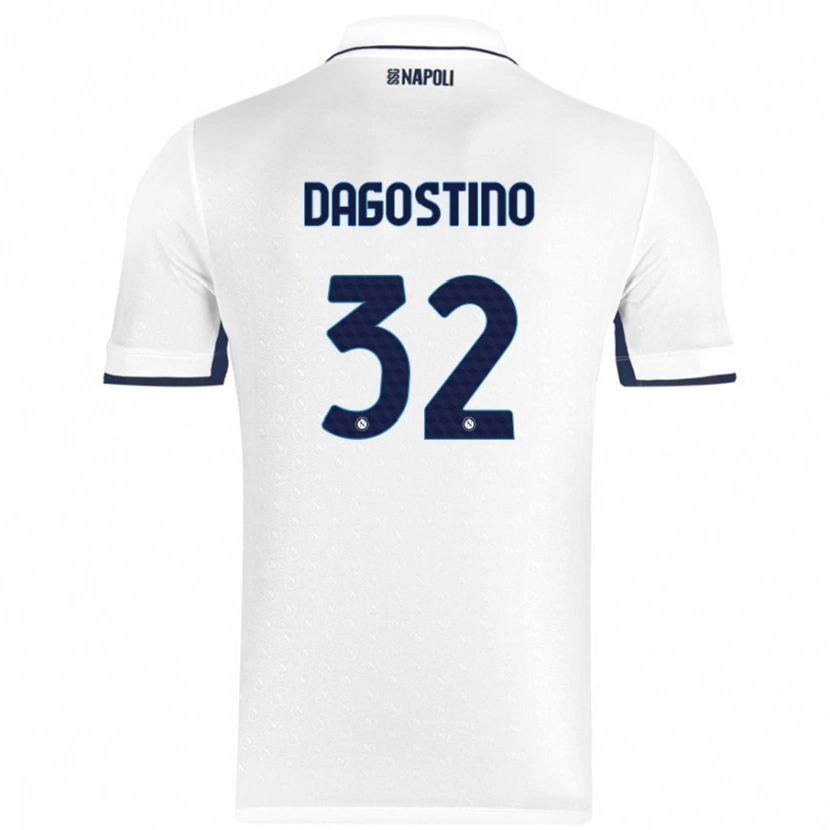 Danxen Hombre Camiseta Giuseppe Dagostino #32 Blanco Azul Real 2ª Equipación 2024/25 La Camisa