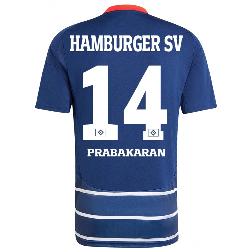 Danxen Hombre Camiseta Nilavan Prabakaran #14 Azul Oscuro 2ª Equipación 2024/25 La Camisa
