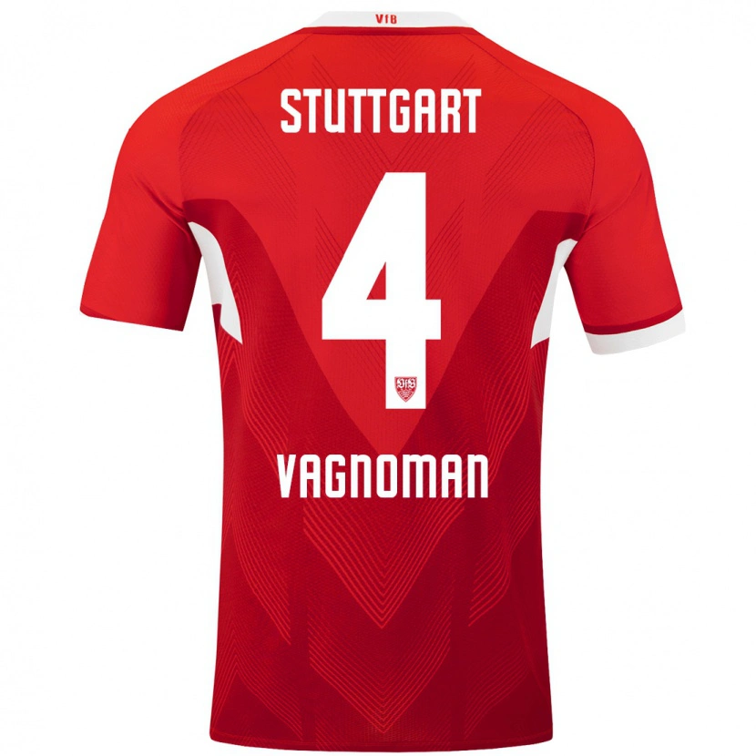 Danxen Hombre Camiseta Josha Vagnoman #4 Rojo Blanco 2ª Equipación 2024/25 La Camisa