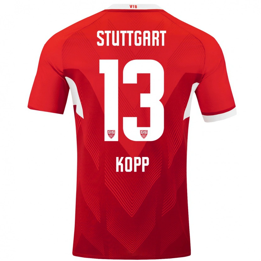 Danxen Hombre Camiseta Leonie Kopp #13 Rojo Blanco 2ª Equipación 2024/25 La Camisa