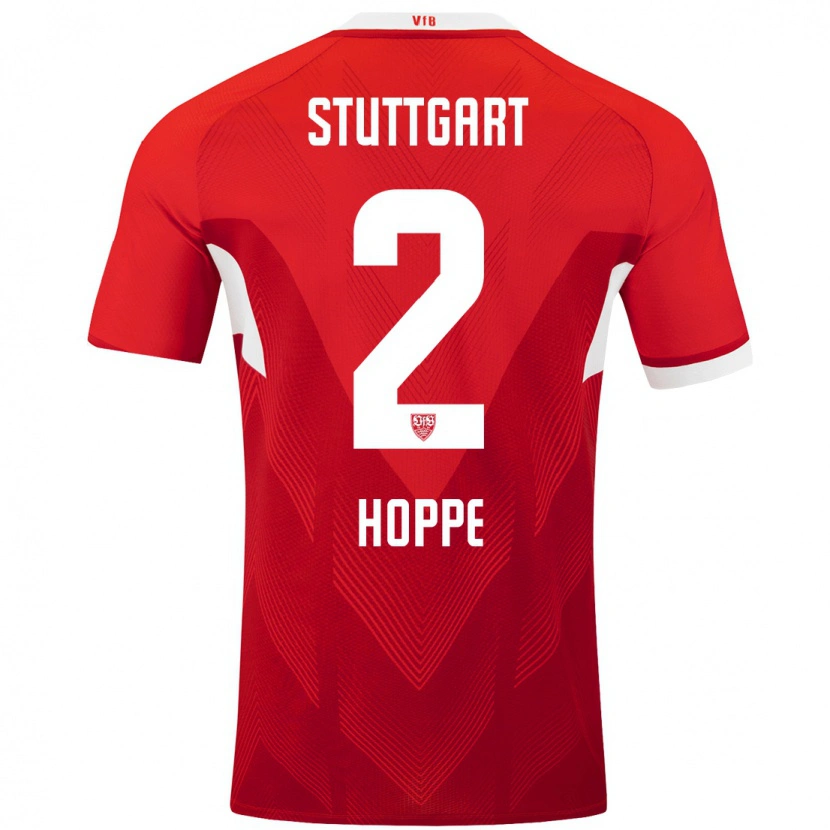 Danxen Hombre Camiseta Mattis Hoppe #2 Rojo Blanco 2ª Equipación 2024/25 La Camisa