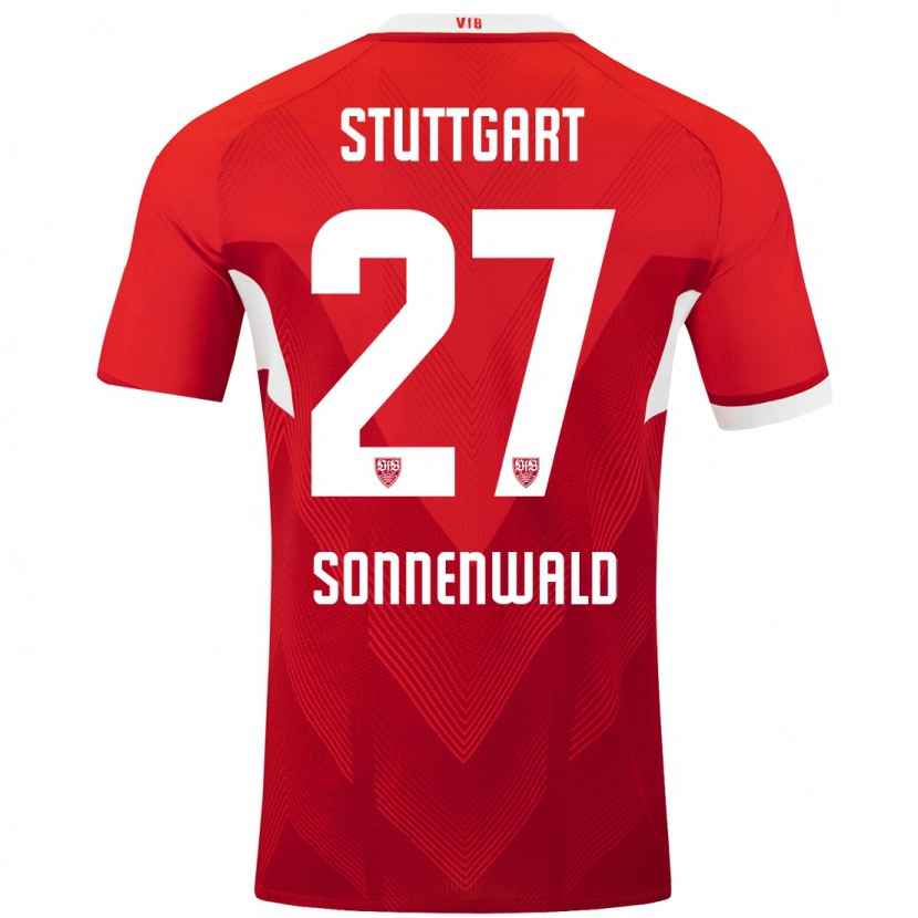 Danxen Hombre Camiseta Lukas Sonnenwald #27 Rojo Blanco 2ª Equipación 2024/25 La Camisa