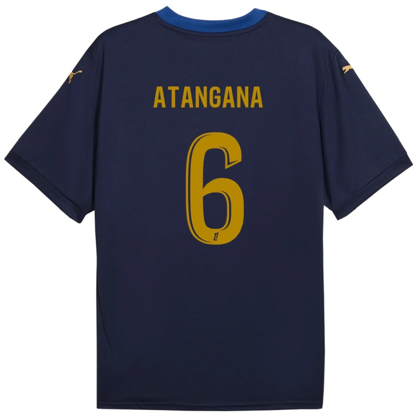 Danxen Hombre Camiseta Valentin Atangana #6 Azul Marino Dorado 2ª Equipación 2024/25 La Camisa