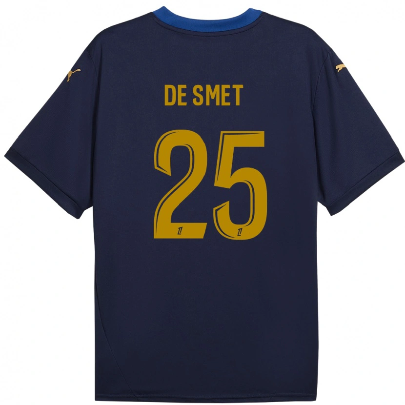 Danxen Hombre Camiseta Thibault De Smet #25 Azul Marino Dorado 2ª Equipación 2024/25 La Camisa