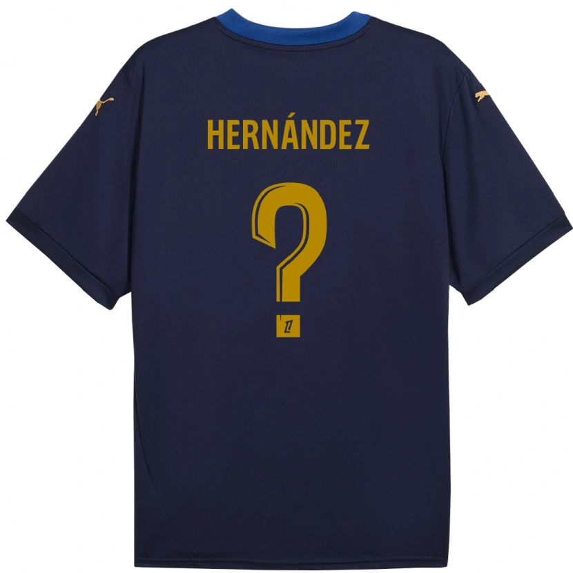 Danxen Hombre Camiseta Melvin Hernández #0 Azul Marino Dorado 2ª Equipación 2024/25 La Camisa