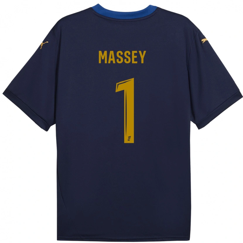 Danxen Hombre Camiseta Kayza Massey #1 Azul Marino Dorado 2ª Equipación 2024/25 La Camisa