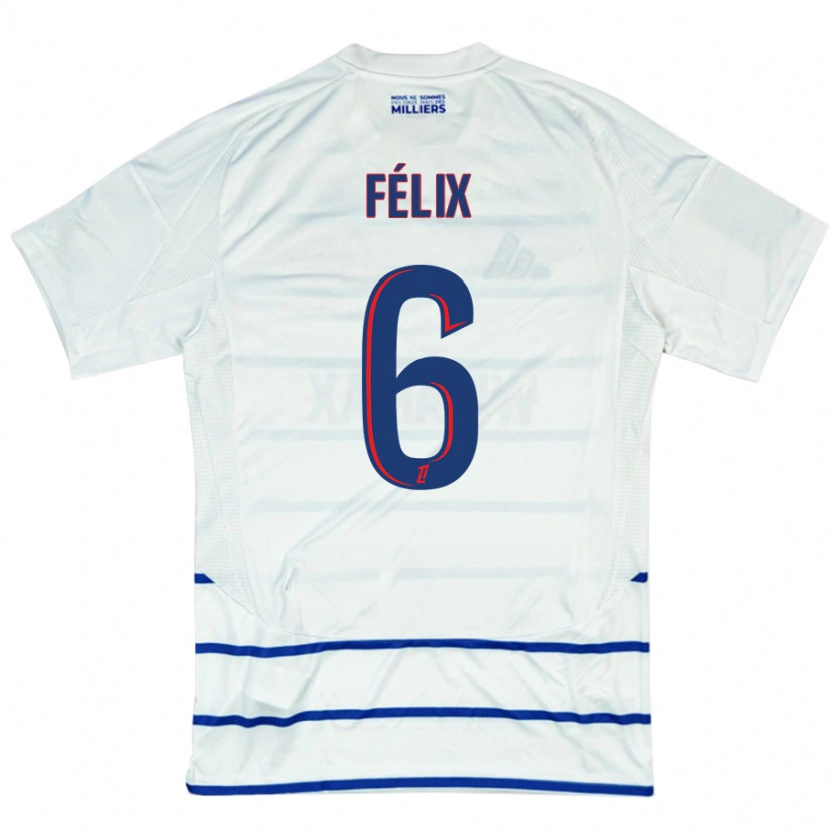 Danxen Hombre Camiseta Félix Lemaréchal #6 Blanco Azul 2ª Equipación 2024/25 La Camisa