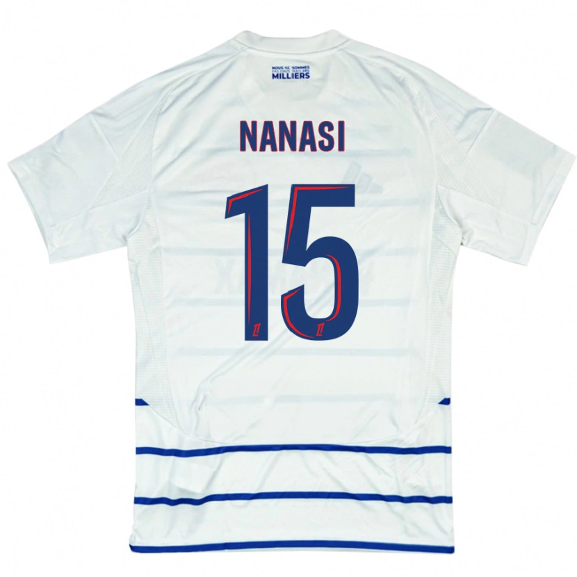 Danxen Hombre Camiseta Sebastian Nanasi #15 Blanco Azul 2ª Equipación 2024/25 La Camisa