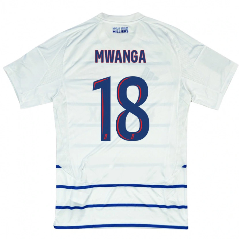 Danxen Hombre Camiseta Junior Mwanga #18 Blanco Azul 2ª Equipación 2024/25 La Camisa