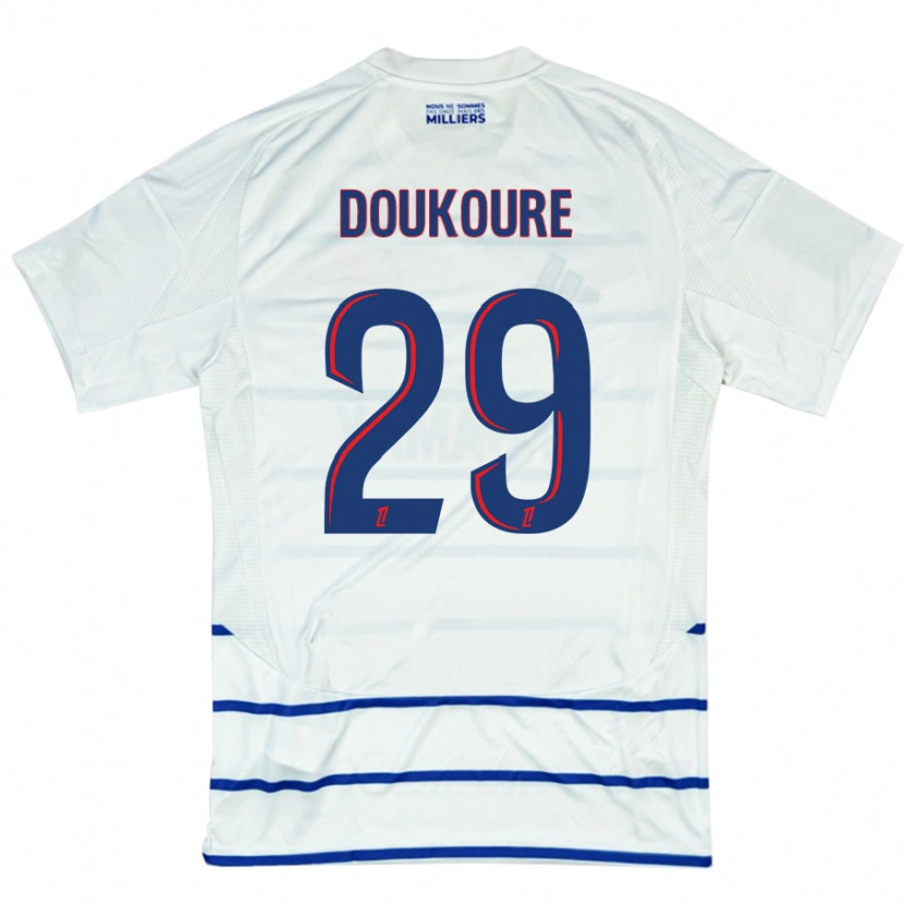 Danxen Hombre Camiseta Ismaël Doukouré #29 Blanco Azul 2ª Equipación 2024/25 La Camisa
