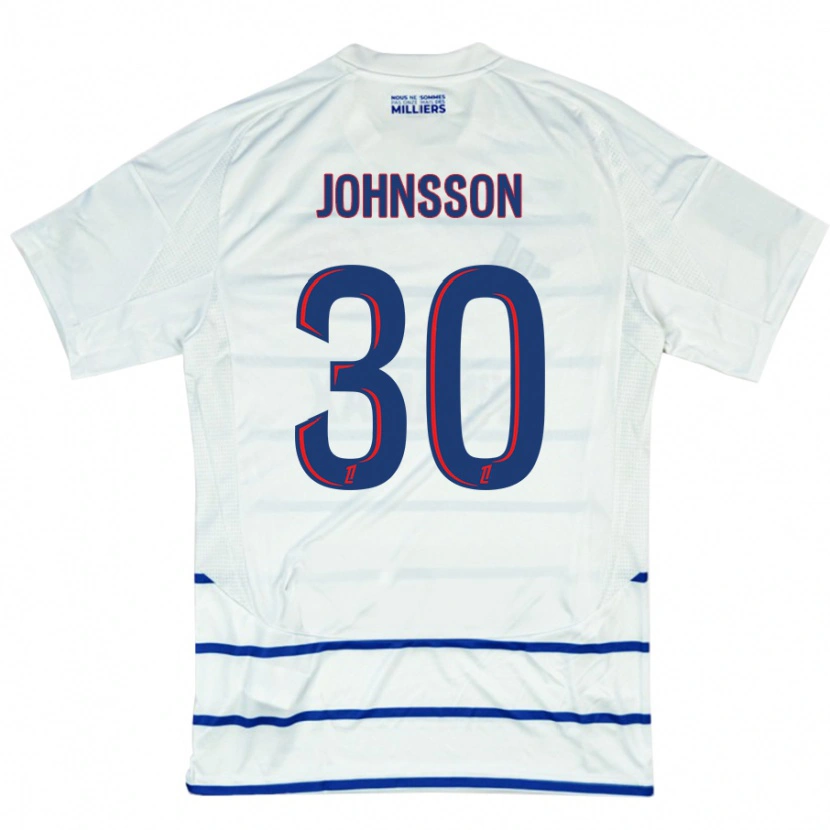 Danxen Hombre Camiseta Karl-Johan Johnsson #30 Blanco Azul 2ª Equipación 2024/25 La Camisa
