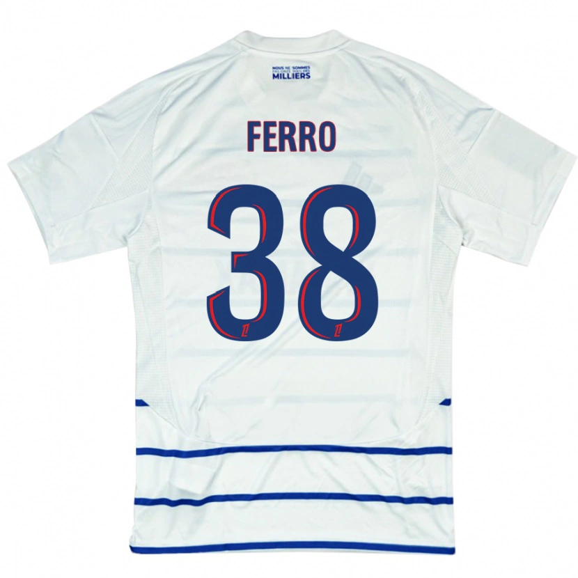 Danxen Hombre Camiseta Nolan Ferro #38 Blanco Azul 2ª Equipación 2024/25 La Camisa