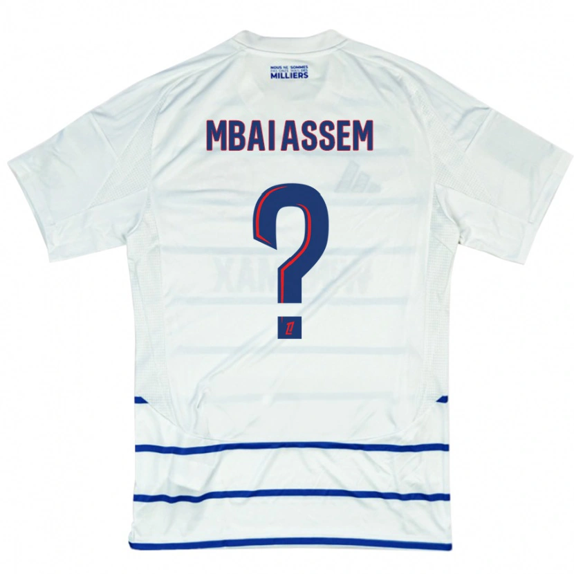 Danxen Hombre Camiseta Chris Mbaï-Assem #0 Blanco Azul 2ª Equipación 2024/25 La Camisa
