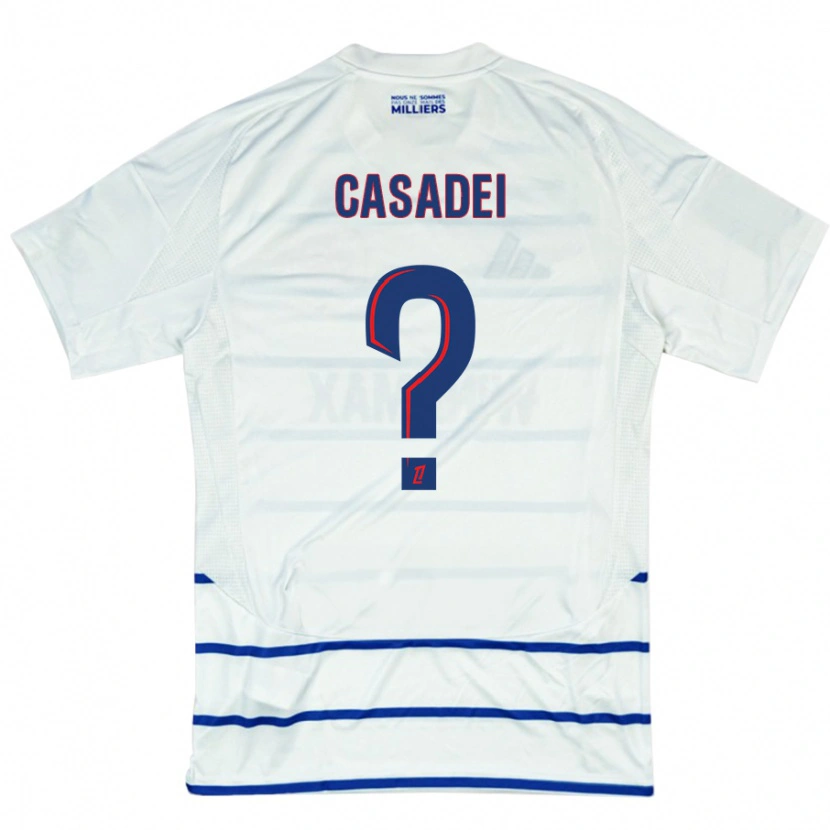Danxen Hombre Camiseta Alexis Casadei #0 Blanco Azul 2ª Equipación 2024/25 La Camisa