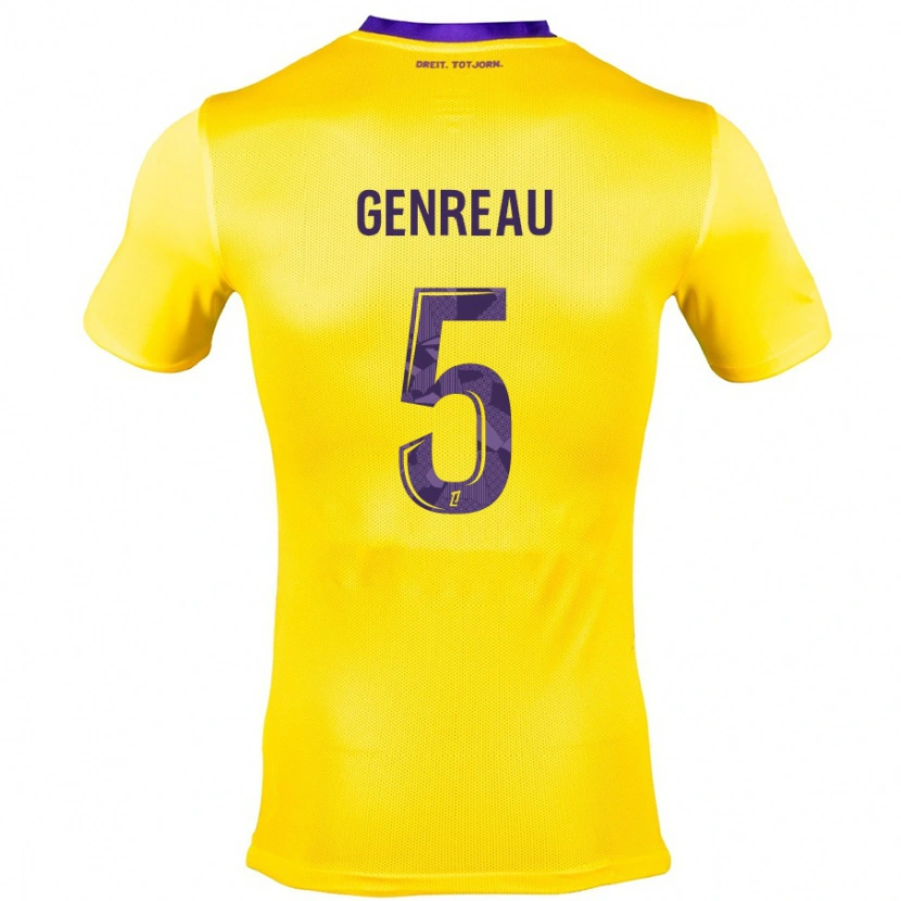 Danxen Hombre Camiseta Denis Genreau #5 Amarillo Morado 2ª Equipación 2024/25 La Camisa
