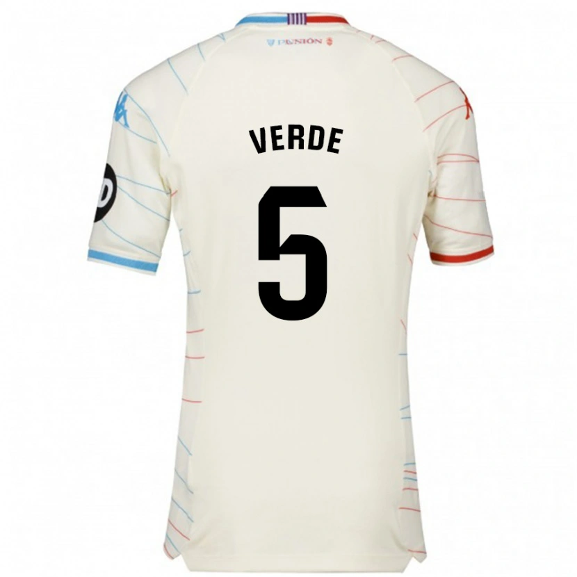 Danxen Hombre Camiseta Adrián Verde #5 Blanco Rojo Azul 2ª Equipación 2024/25 La Camisa