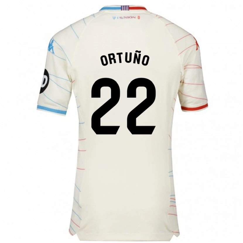 Danxen Hombre Camiseta Fran Ortuño #22 Blanco Rojo Azul 2ª Equipación 2024/25 La Camisa