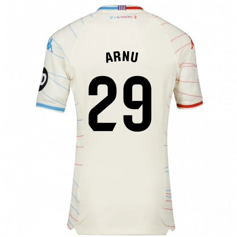 Danxen Hombre Camiseta Adrián Arnu #29 Blanco Rojo Azul 2ª Equipación 2024/25 La Camisa
