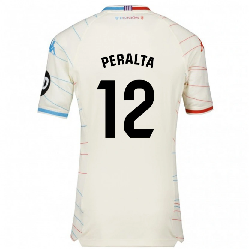 Danxen Hombre Camiseta Fernando Peralta #12 Blanco Rojo Azul 2ª Equipación 2024/25 La Camisa