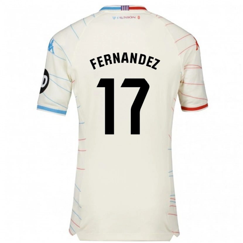 Danxen Hombre Camiseta Dani Fernández #17 Blanco Rojo Azul 2ª Equipación 2024/25 La Camisa