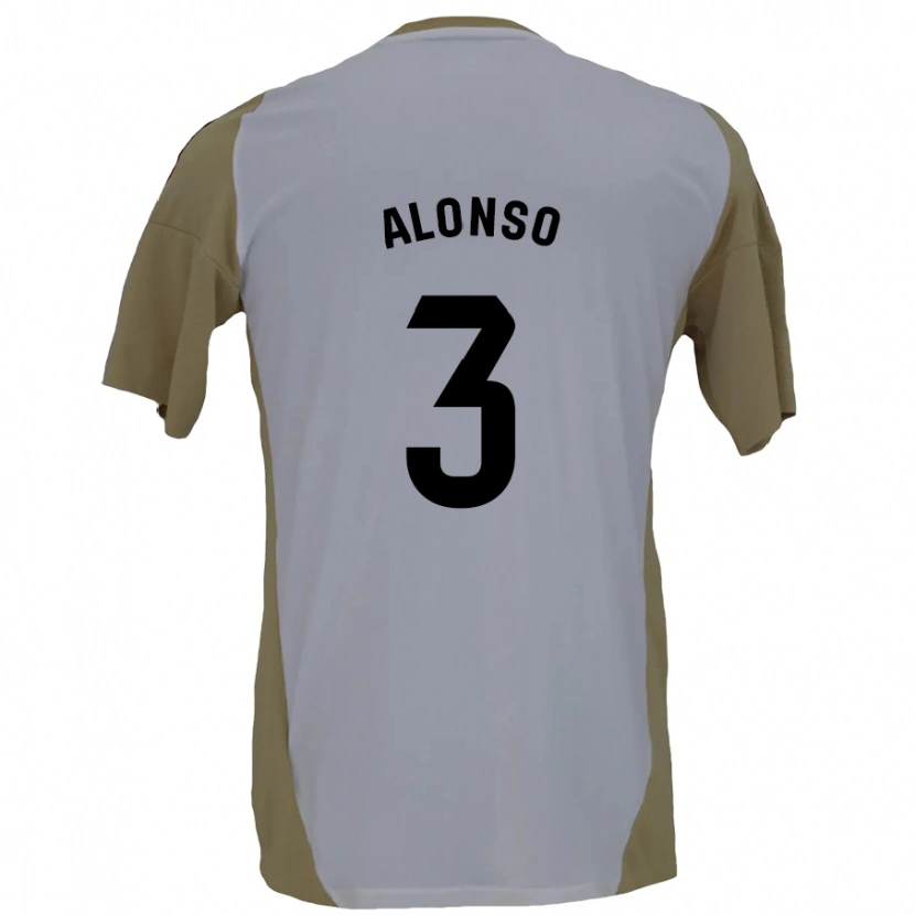 Danxen Hombre Camiseta Julio Alonso #3 Marrón Blanco 2ª Equipación 2024/25 La Camisa