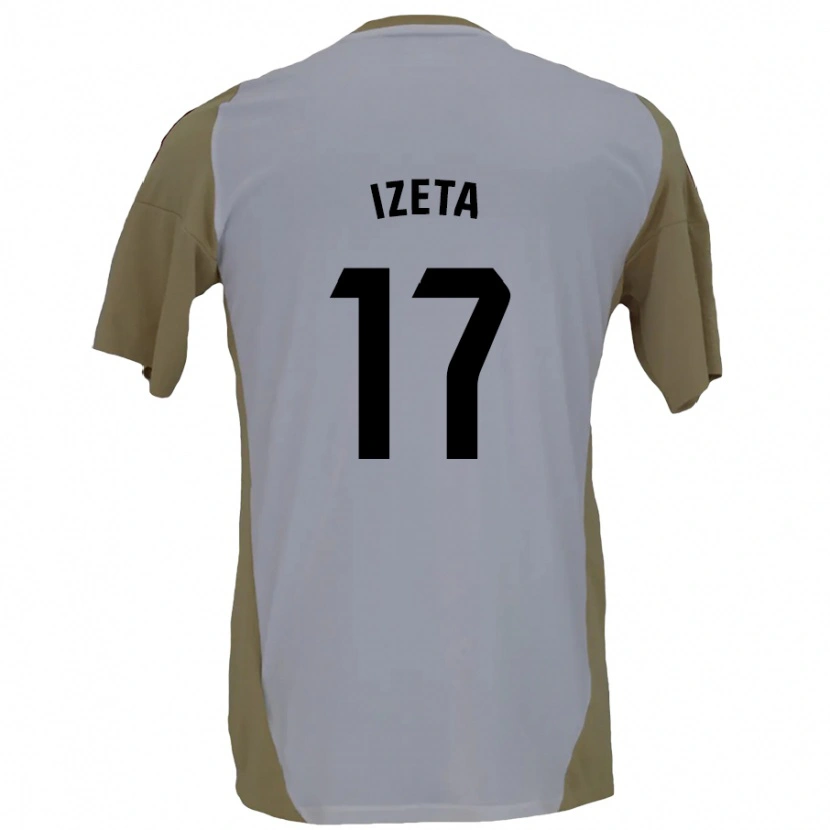 Danxen Hombre Camiseta Urko Izeta #17 Marrón Blanco 2ª Equipación 2024/25 La Camisa