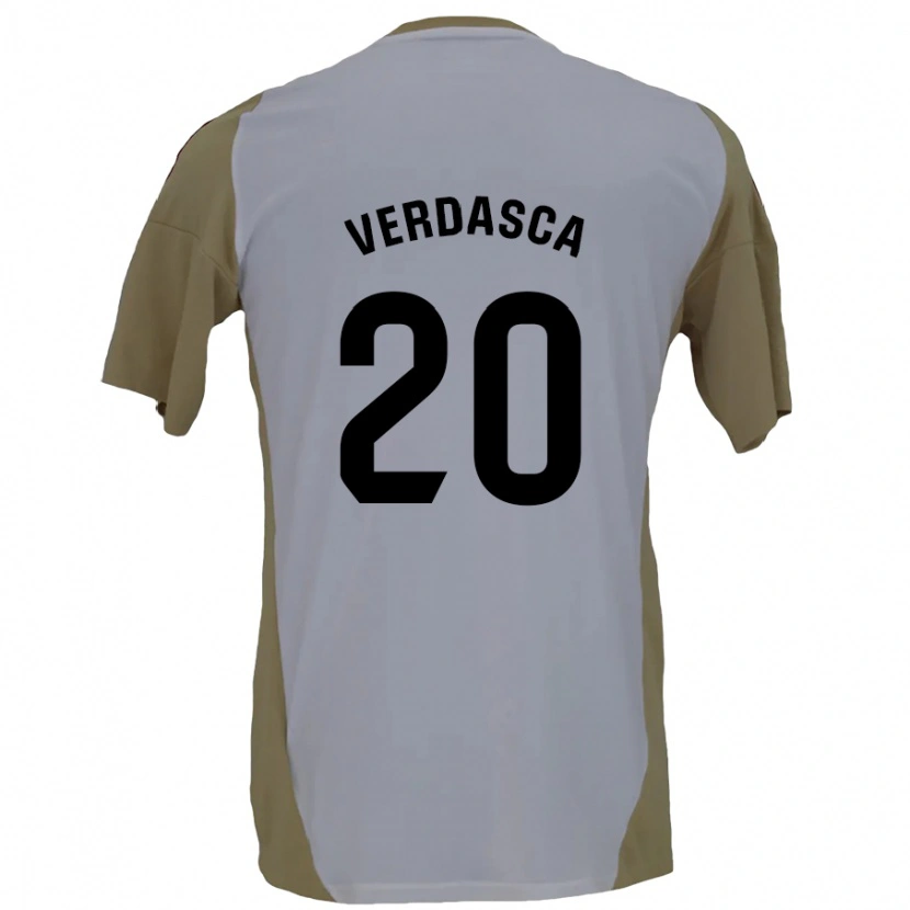 Danxen Hombre Camiseta Diogo Verdasca #20 Marrón Blanco 2ª Equipación 2024/25 La Camisa