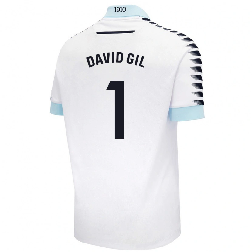 Danxen Hombre Camiseta David Gil #1 Blanco Azul 2ª Equipación 2024/25 La Camisa